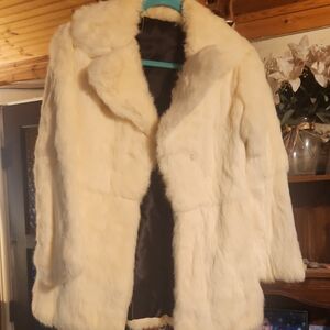 Elegant Cream Faux Fur Coat